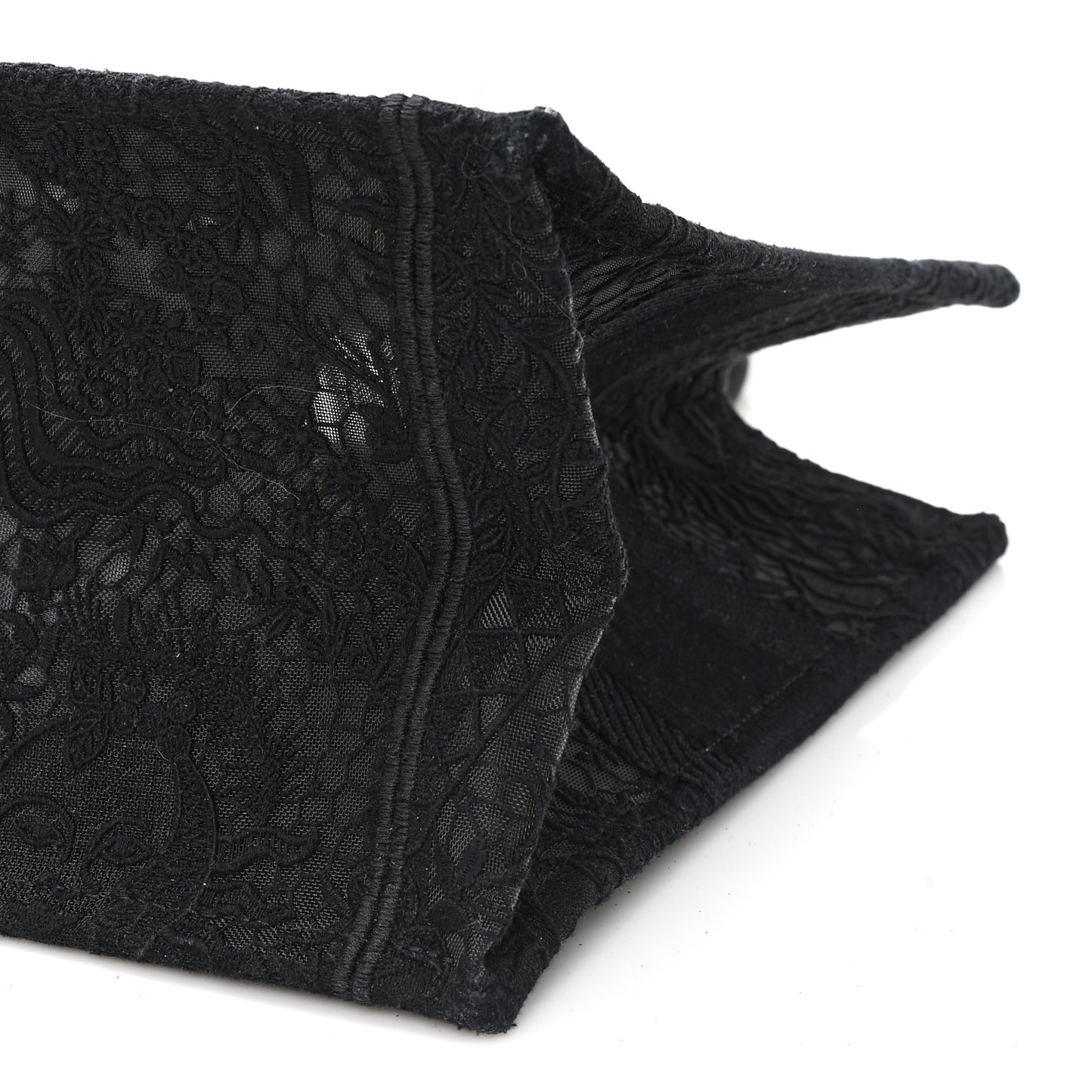 Canvas Embroidered Mesh Macrame Medium Toile de Jouy Soleil Book Tote Black