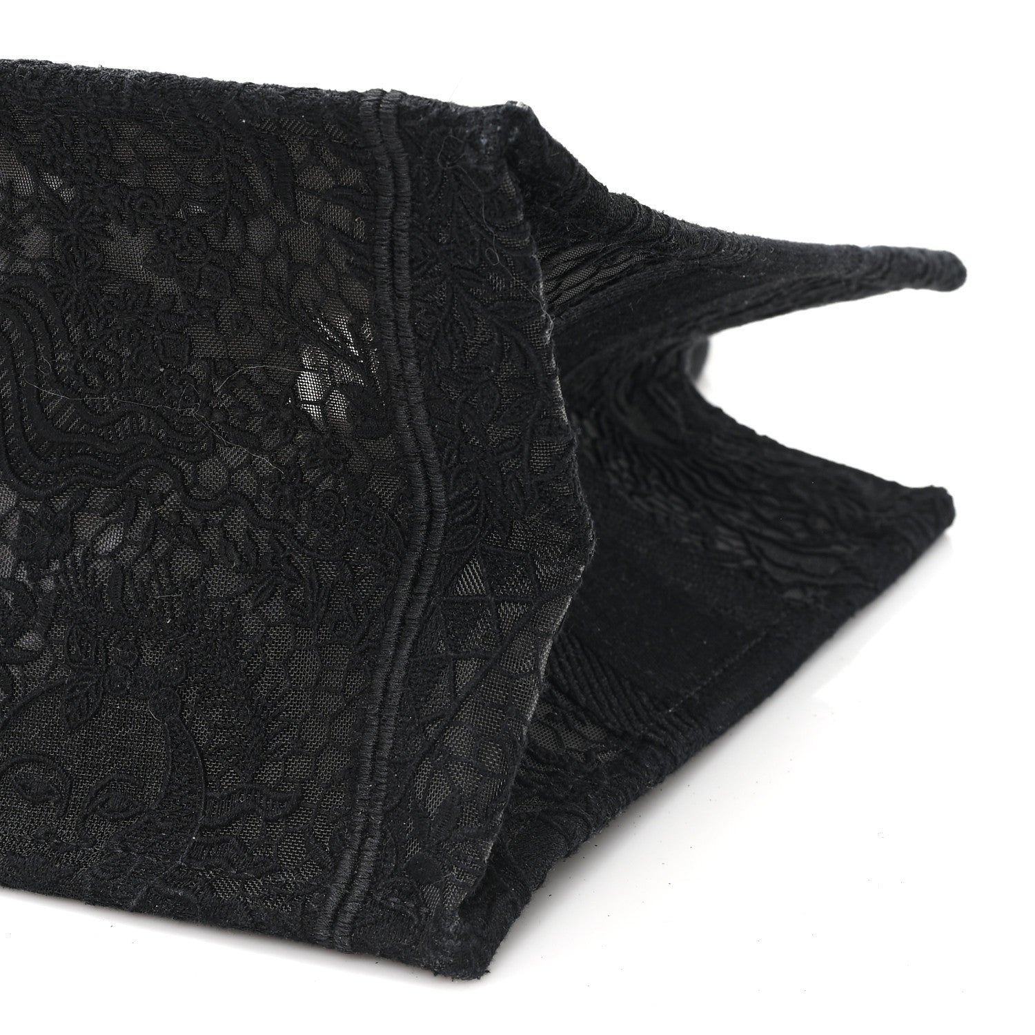 Christian Dior Canvas Embroidered Mesh Macrame Medium Toile de Jouy Soleil Book Tote Black 9 of 9