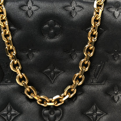 Louis Vuitton Lambskin Embossed Monogram Pochette Coussin Black 8 of 11