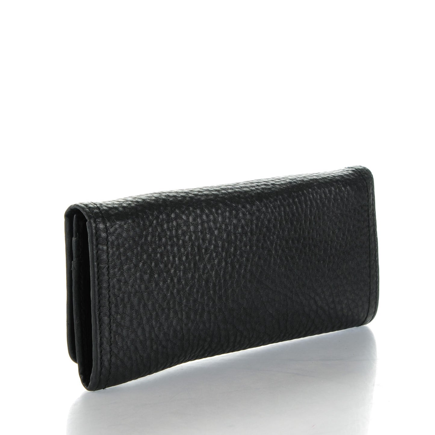 Vitello Daino Continental Flap Wallet Nero Black