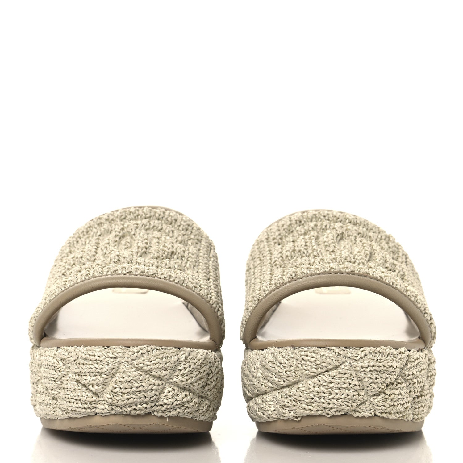 Chanel Fabric Quilted CC Platform Mules 39 Ivory 3 of 9