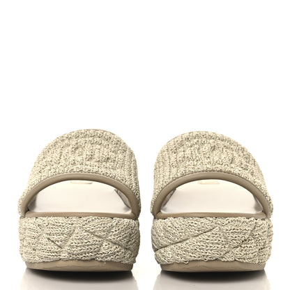 Chanel Fabric Quilted CC Platform Mules 39 Ivory 3 of 9