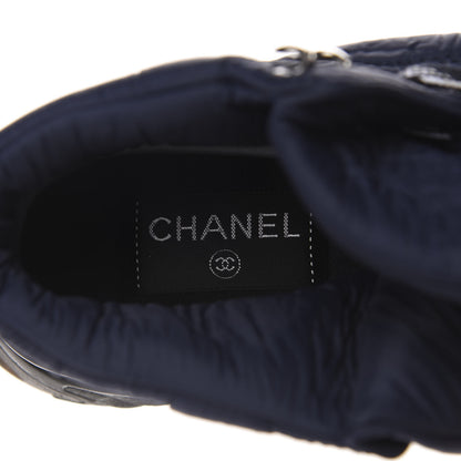 Chanel Fabric Calfskin Suede Womens CC Sneakers 37 Navy 7 of 9