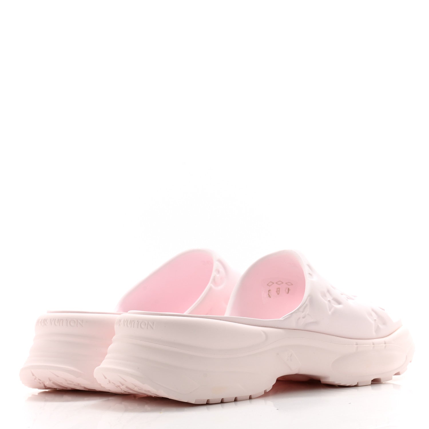 Louis Vuitton Rubber Monogram Embossed Pool 55 Flat Comfort Mule 38 Rose Clair 4 of 9