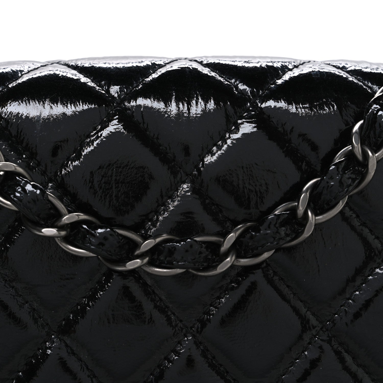Chanel Crinkled Patent Quilted Jumbo Single Flap Black 7 of 9
