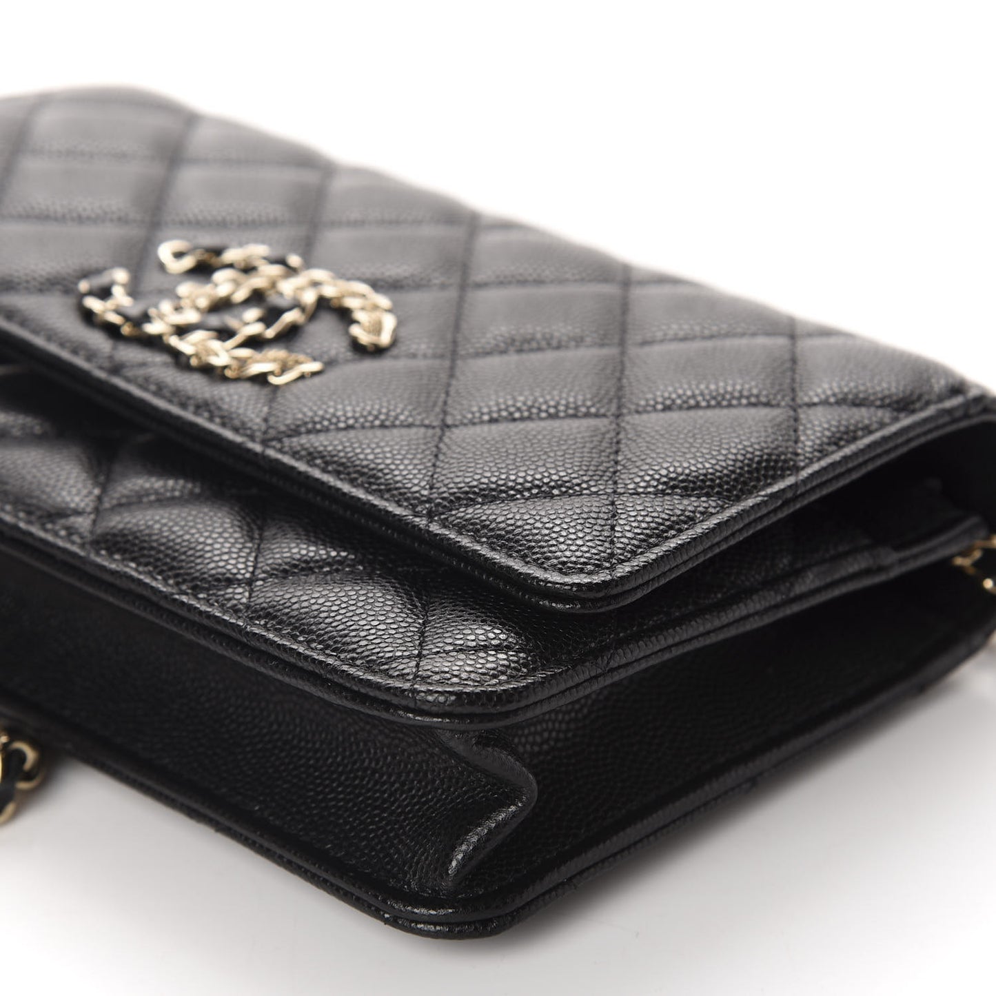 Caviar Quilted French New Wave Chain CC Wallet On Chain WOC Black