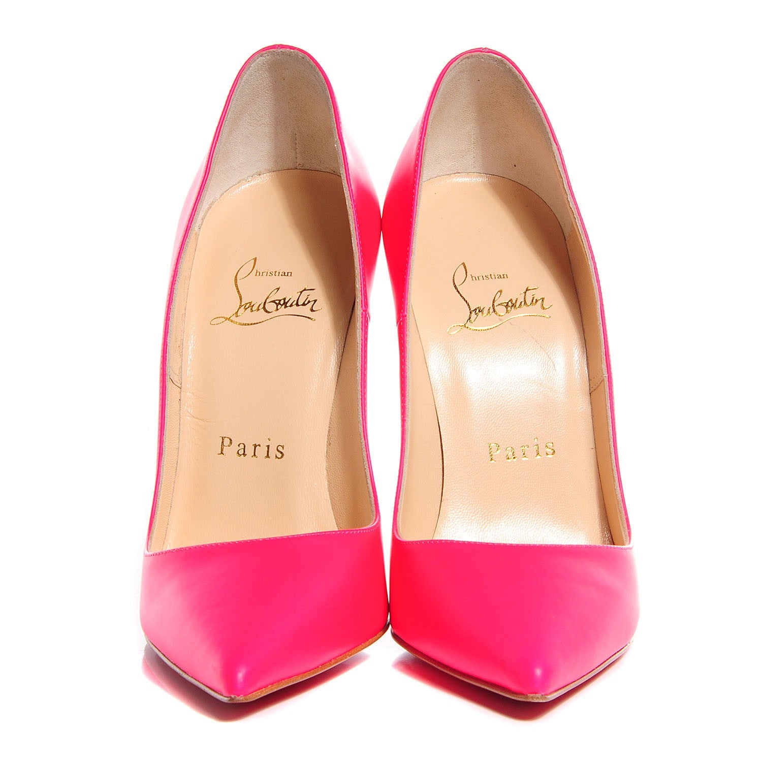 Christian Louboutin Matte Calfskin Jazz Calf Fluo So Kate 120 Pumps 35 Fuchsia White 2 of 6