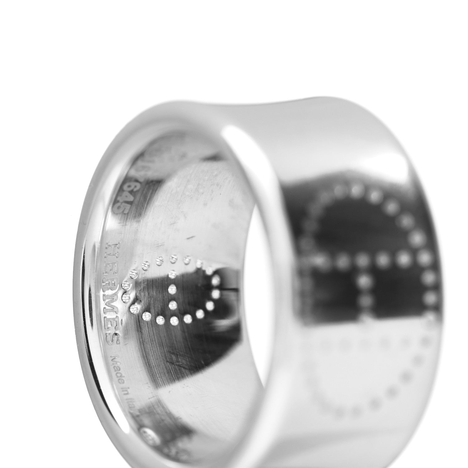 Hermes Sterling Silver GM Eclipse Ruban Ring 53 6.25 4 of 5