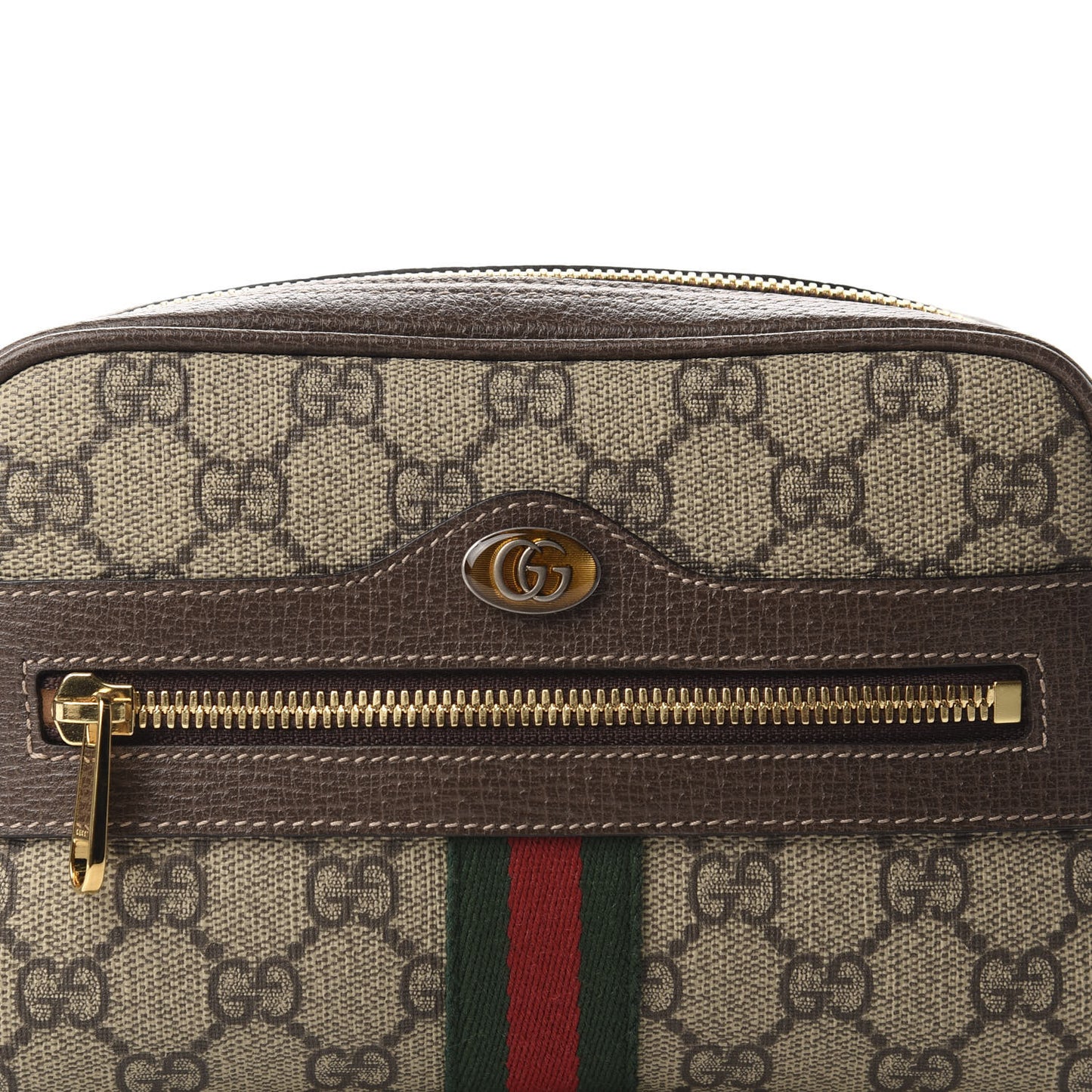 GG Supreme Monogram Web Small Ophidia Belt Bag 75 30 Dark Brown