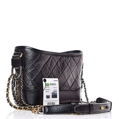 Chanel Iridescent Aged Calfskin Quilted Small Gabrielle Hobo Black 3 of 10