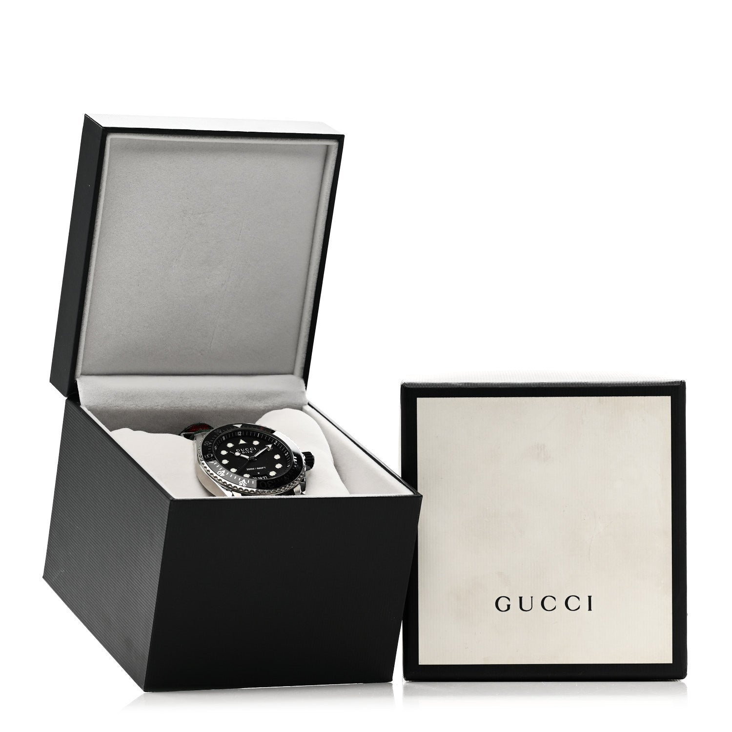 Gucci Stainless Steel Nylon 45mm Dive Quartz Watch Black 1816764