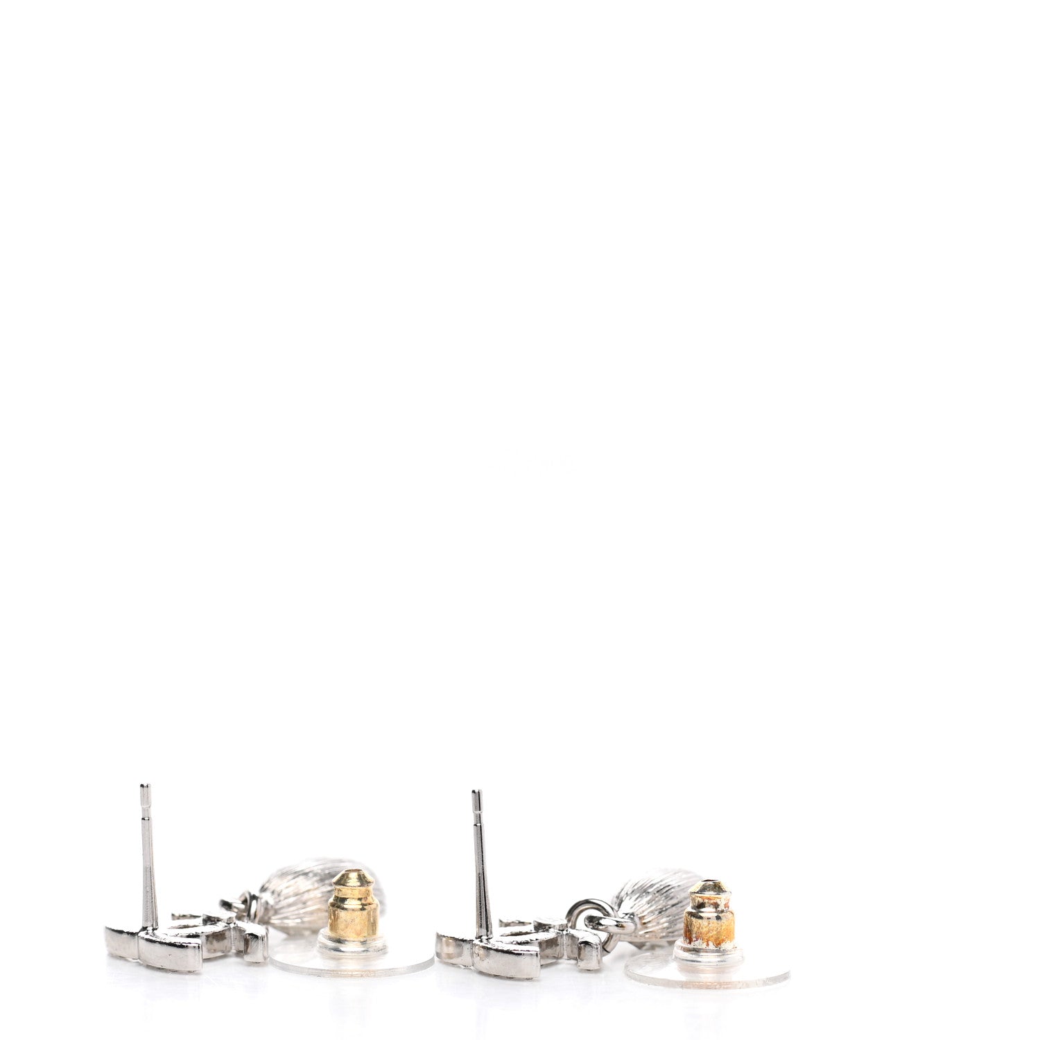 Chanel Crystal CC Teardrop Earrings Silver 3 of 5
