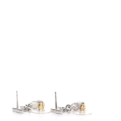 Chanel Crystal CC Teardrop Earrings Silver 3 of 5