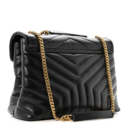 Saint Laurent Calfskin Y Quilted Monogram Medium Loulou Chain Satchel Black 2 of 14