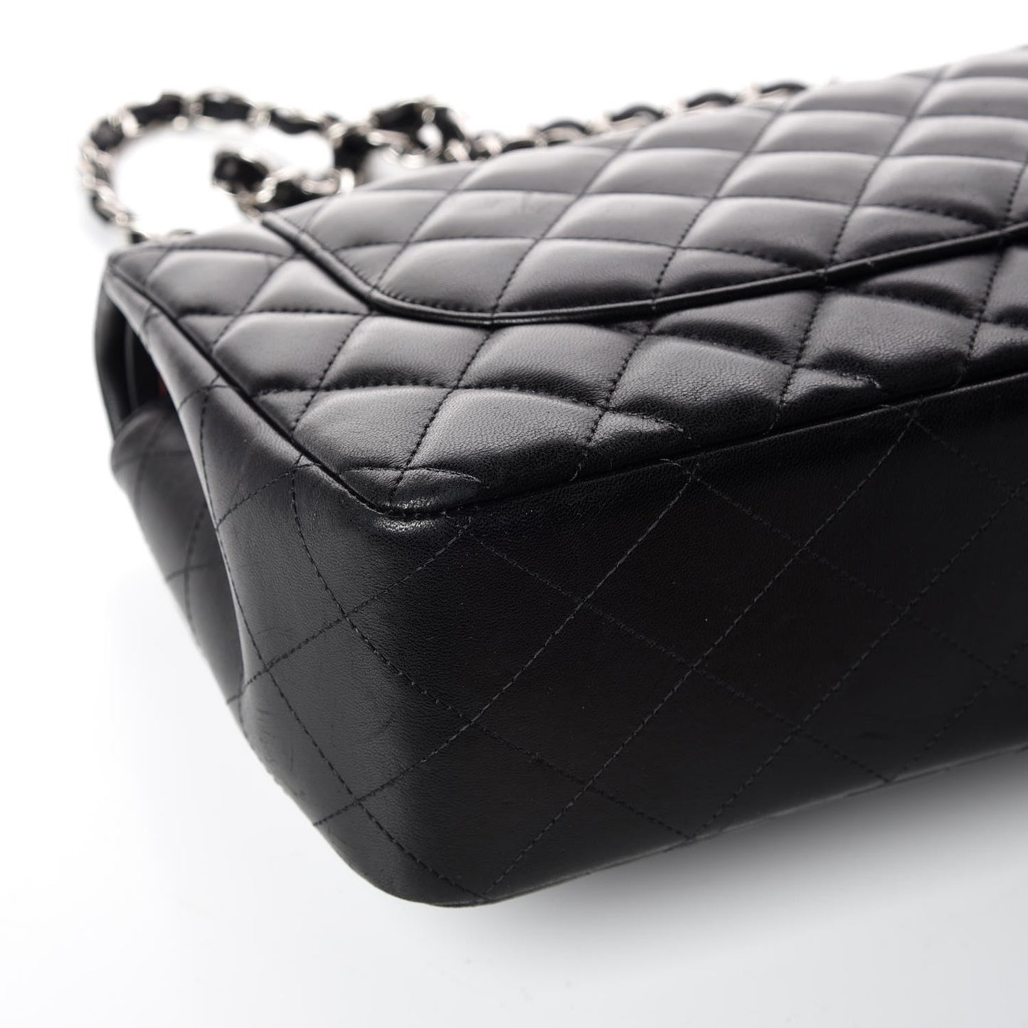 Lambskin Quilted Jumbo Double Flap Black