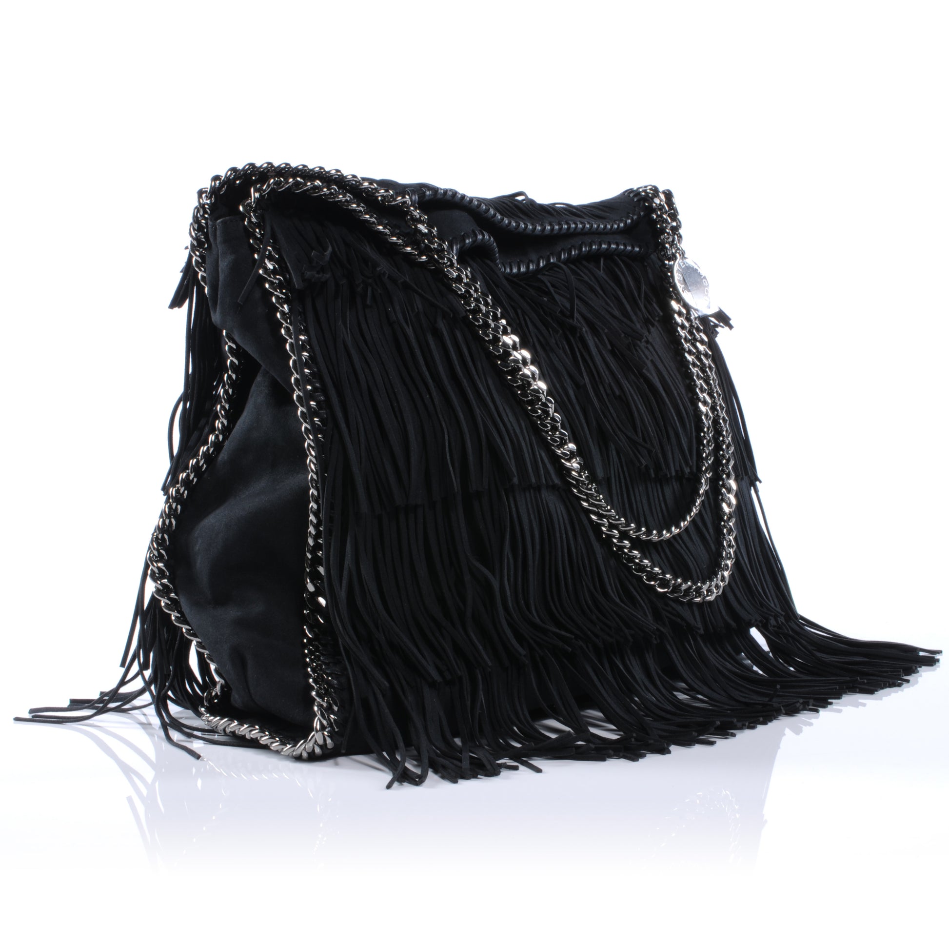 Stella McCartney Faux Suede Fringe Falabella Tote Black 3 of 6