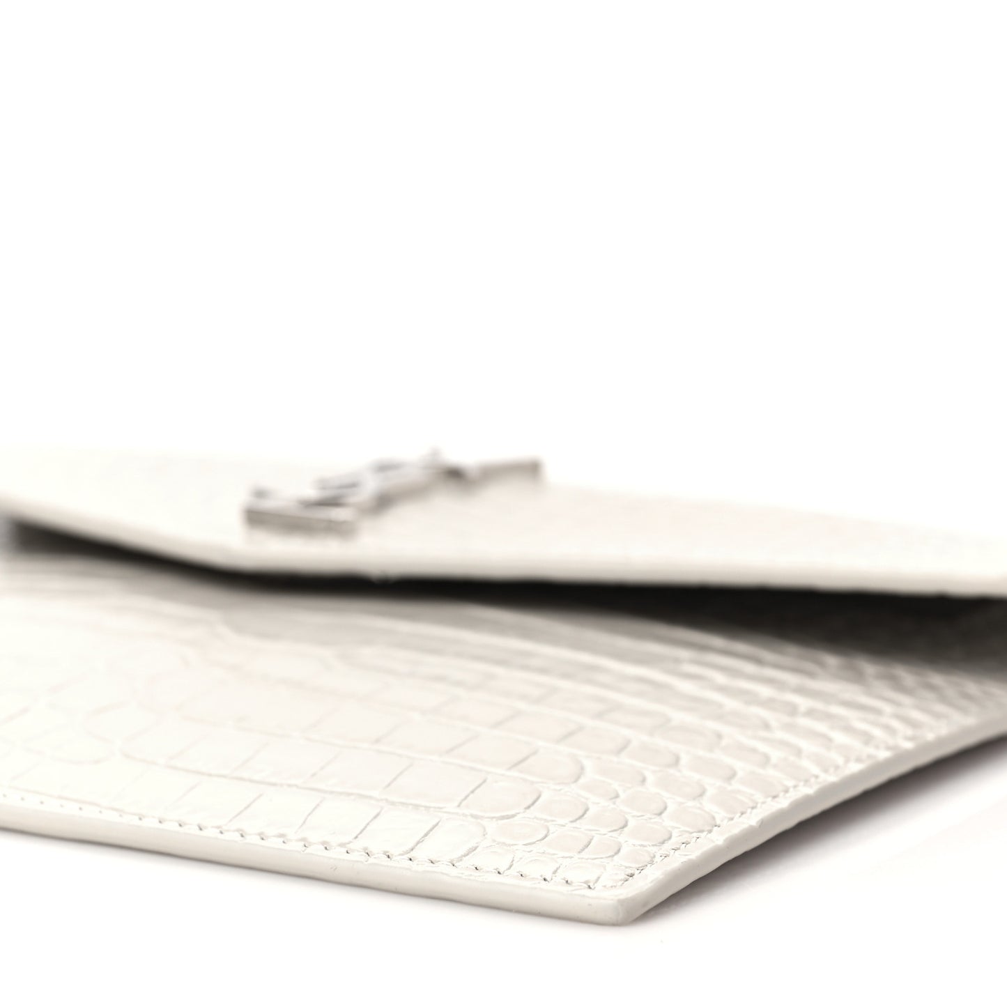 Calfskin Crocodile Embossed Monogram Uptown Baby Pouch Crema Soft