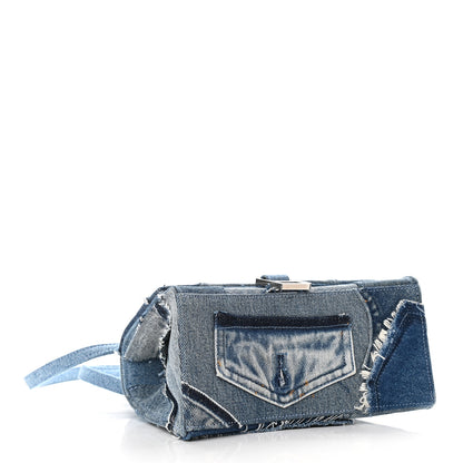 Balenciaga Denim Patchwork Small Hourglass Top Handle Bag Washed Blue 4 of 9
