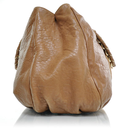 Fendi Crinkled Lambskin Colorblock Mia Tote Camel Osso Naturale 4 of 9