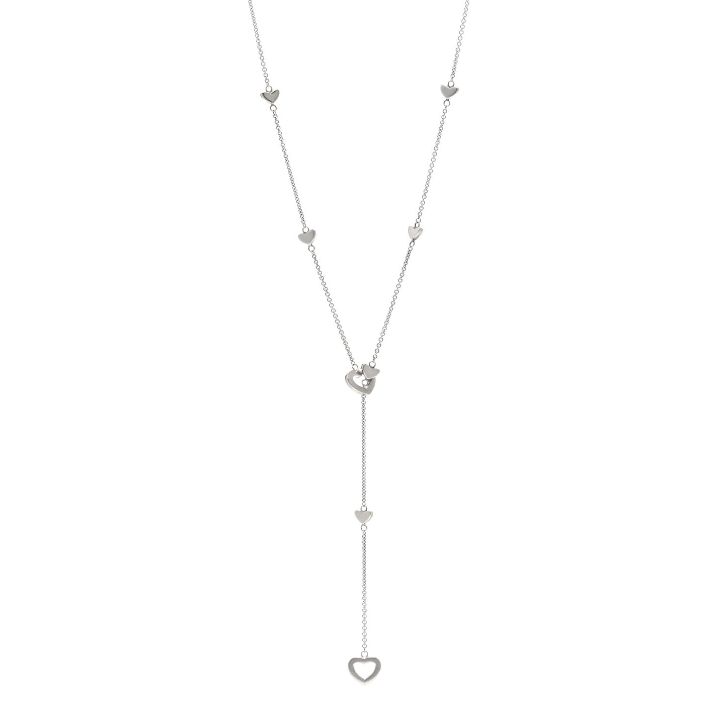 Sterling Silver Heart Lariat Necklace