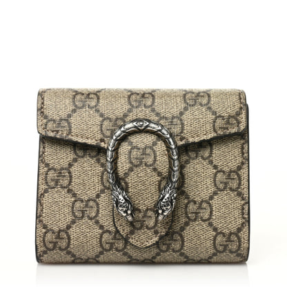 Gucci GG Supreme Monogram Dionysus Card Case Wallet Beige Taupe 1 of 8
