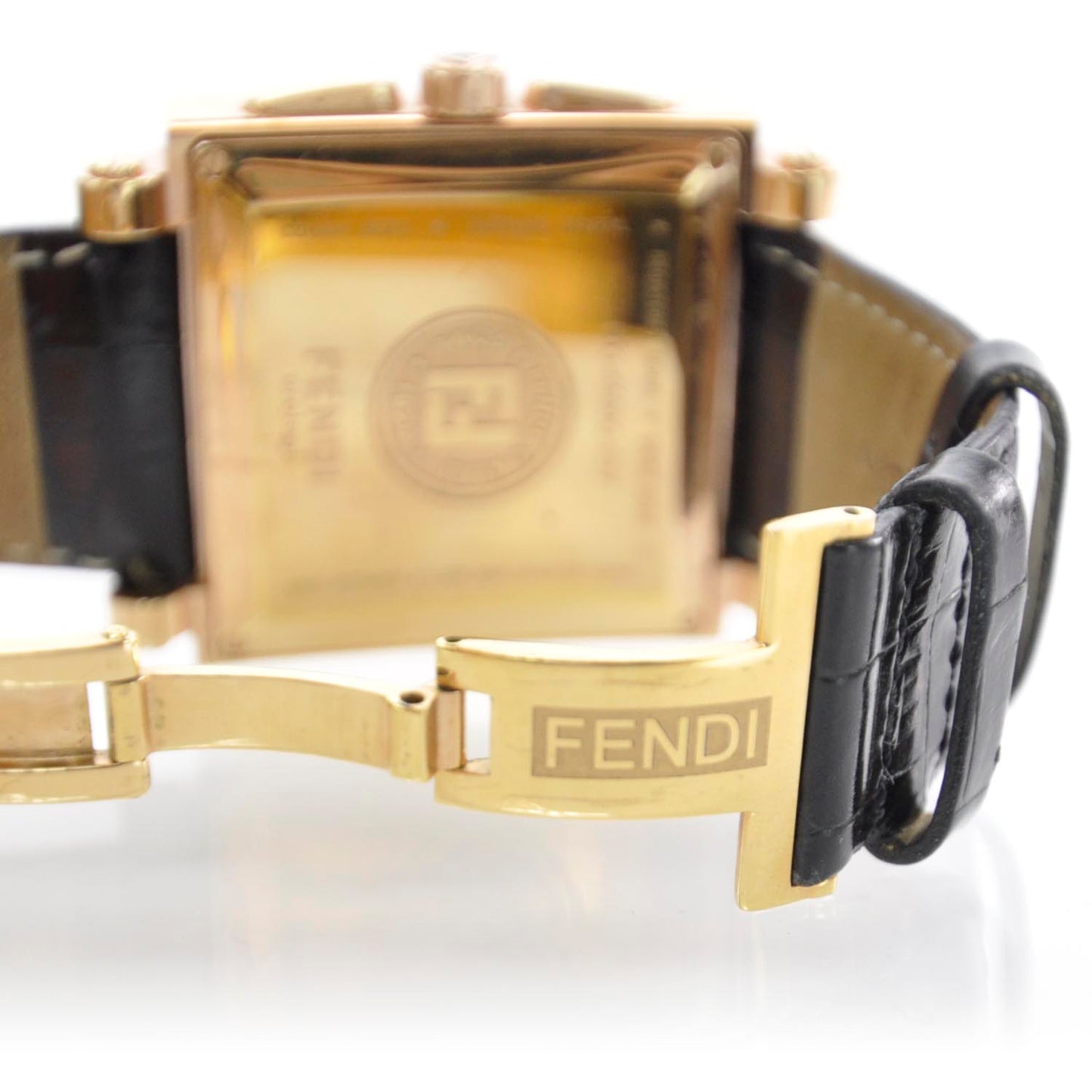 Stainless Steel Ceramic Calfskin Diamond 39mm Quadro Quartz Watch Black
