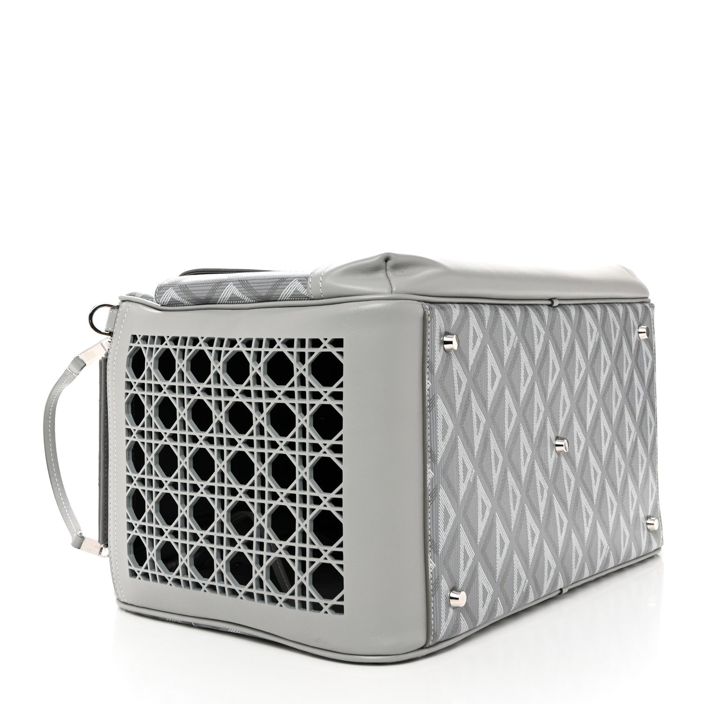 CD Diamond Canvas Calfskin Hit The Road Pet Carrier Gray