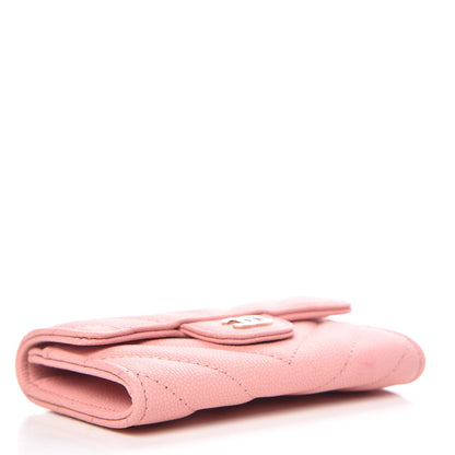 Chanel Caviar Chevron Quilted Card Holder Wallet Pink 4 of 11