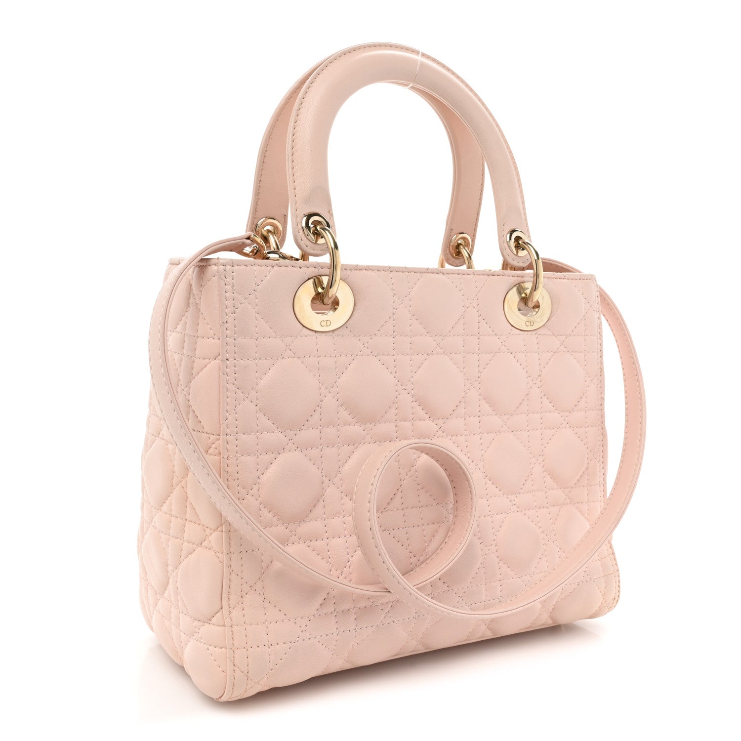 Christian Dior Lambskin Cannage Medium Lady Dior Light Pink 3 of 13