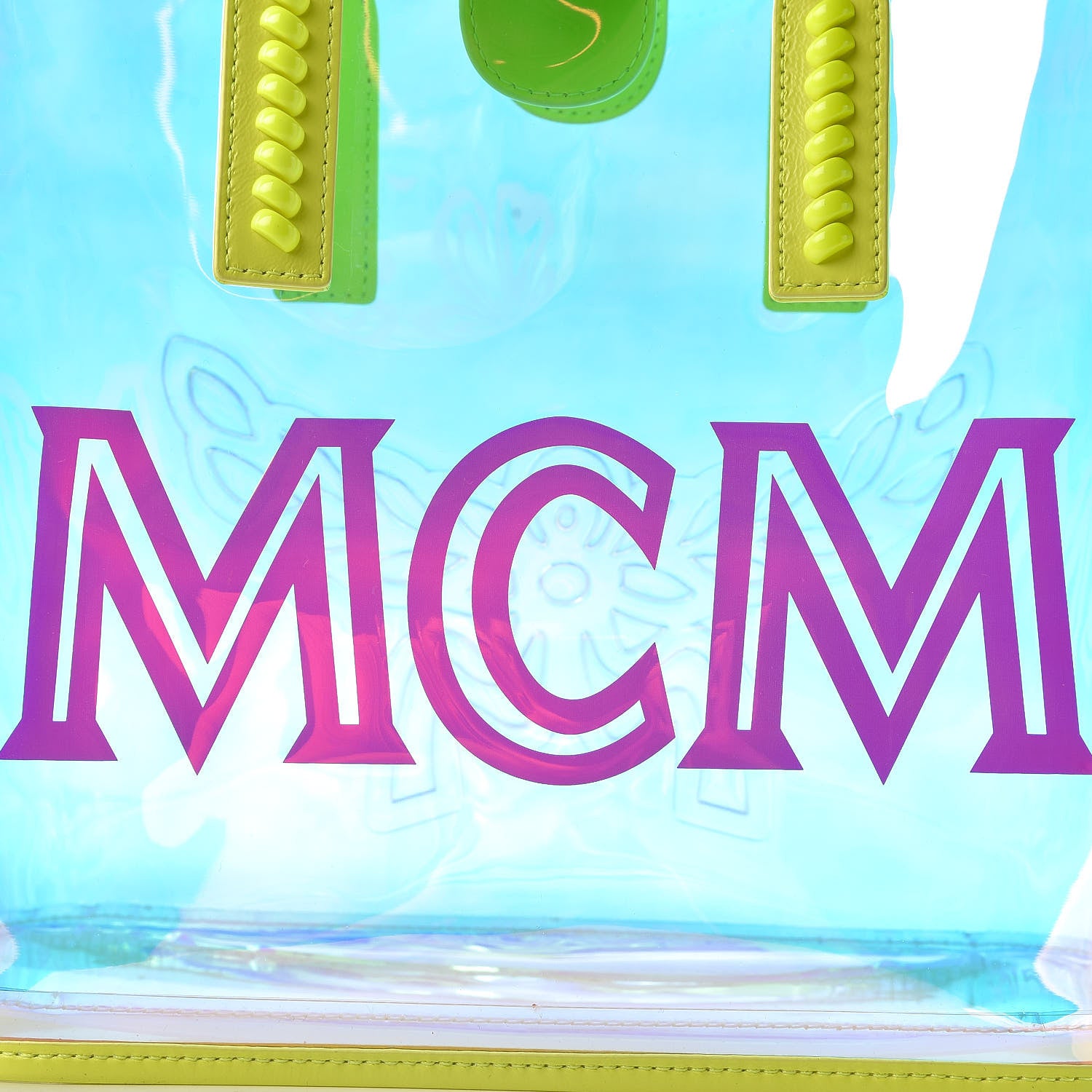 MCM Iridescent PVC Shopper Tote Neon Hologram 13 of 13