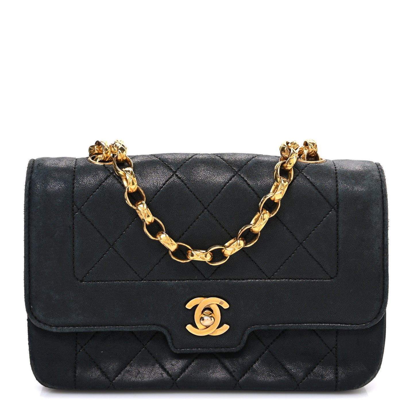 Lambskin Quilted Mini Bijoux Diana Flap Black