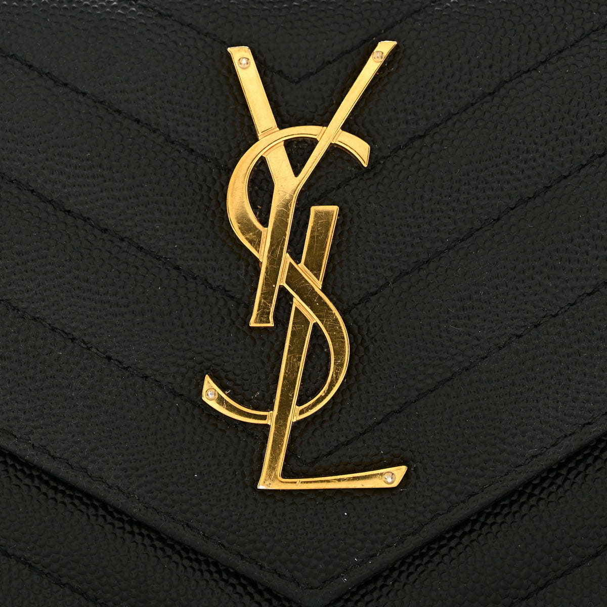 Grain De Poudre Matelasse Chevron Monogram Flap Wallet Black