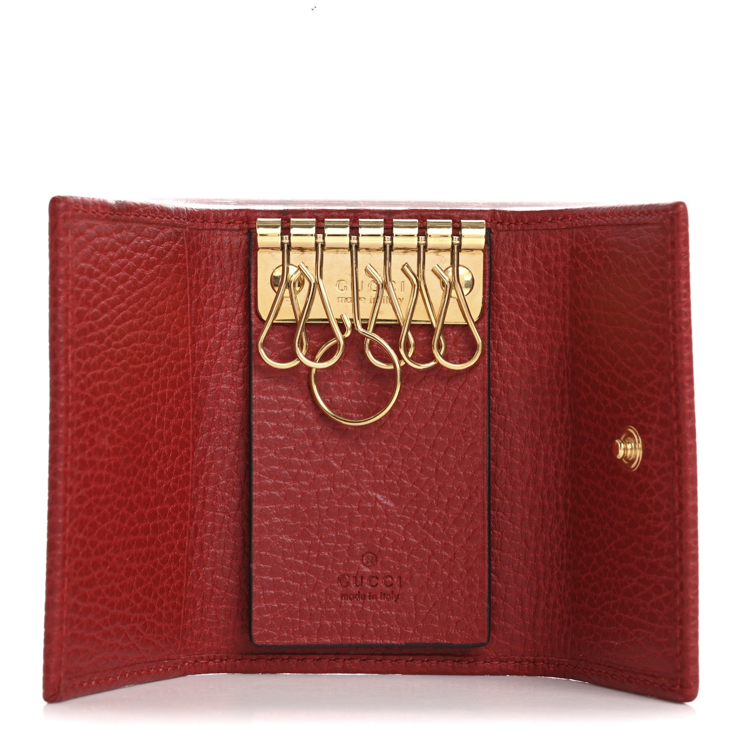Gucci Pebbled Calfskin GG Marmont 6 Key Holder Hibiscus Red 5 of 11