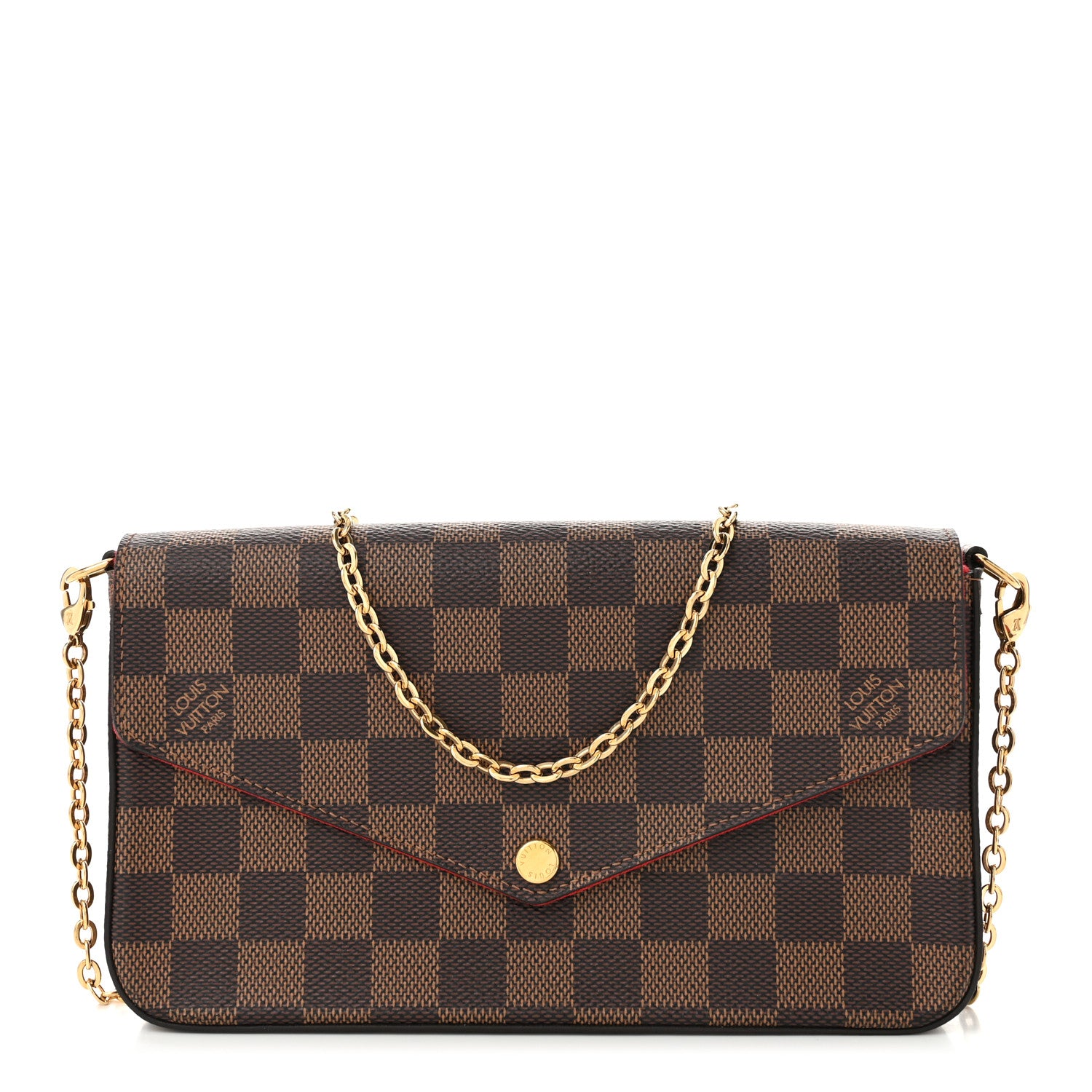 Louis Vuitton Damier Ebene Pochette Felicie Chain Wallet 1 of 12