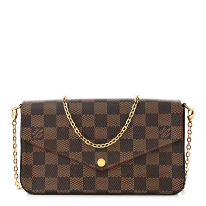 Louis Vuitton Damier Ebene Pochette Felicie Chain Wallet 1 of 12
