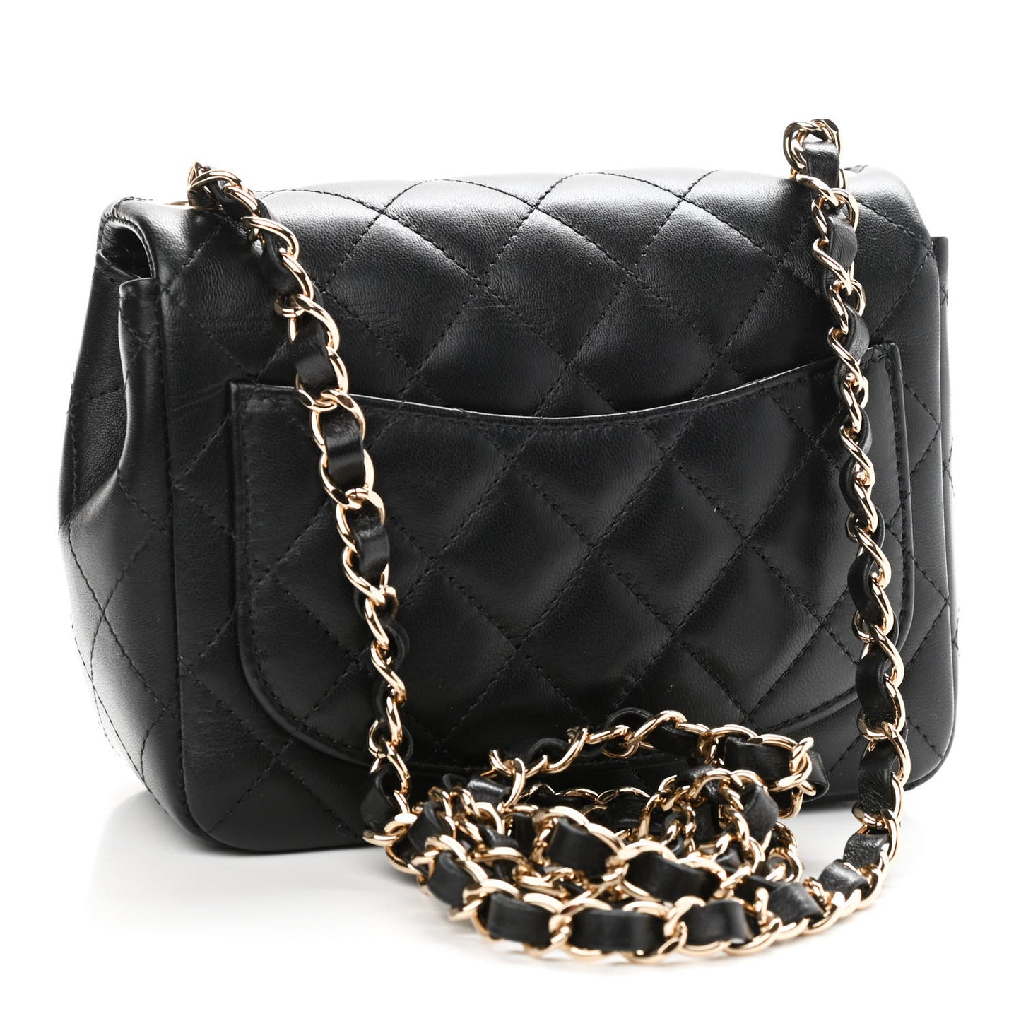 Lambskin Quilted Mini Square Flap Black
