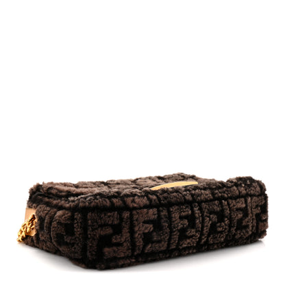 Fendi Shearling FF Midi Chain Baguette Ebano 4 of 11