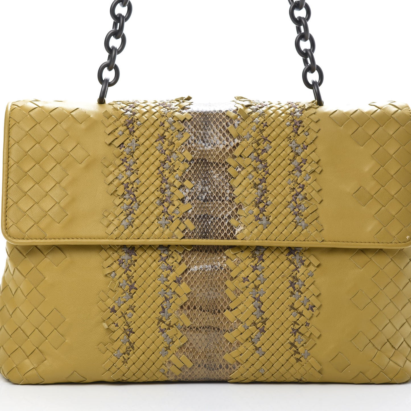 Nappa Ayers Intrecciato Top Handle Bag Moutarde