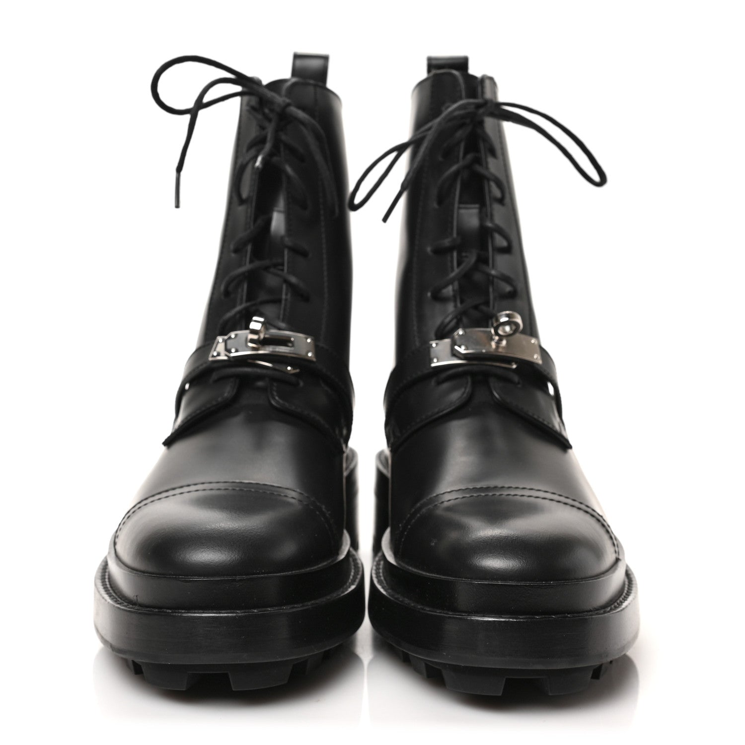 Hermes Glossed Calfskin Funk Ankle Boots 37.5 Black 2 of 6