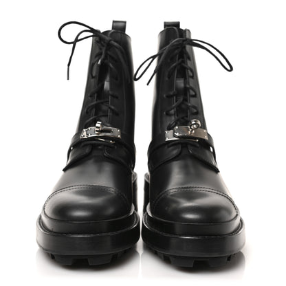 Hermes Glossed Calfskin Funk Ankle Boots 37.5 Black 2 of 6