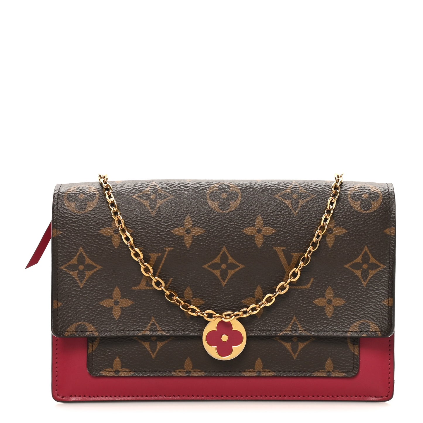 Monogram Flore Chain Wallet Fuchsia