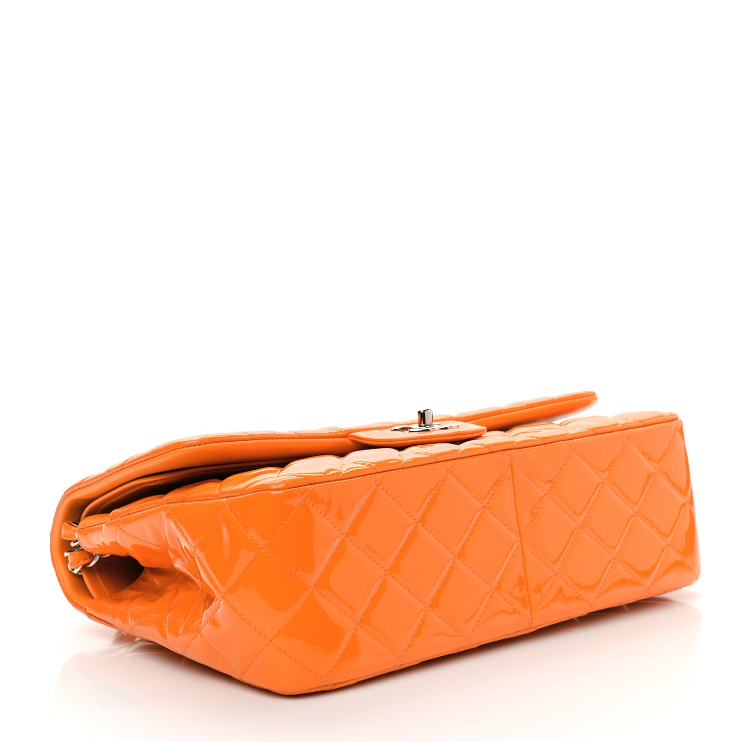 Patent Quilted Jumbo Double Flap Orange