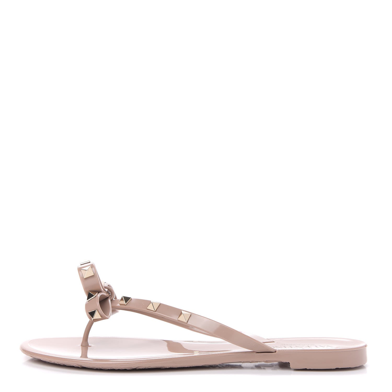 Valentino Garavani PVC Jelly Rockstud Bow Thong Sandals 40 Poudre 1 of 8