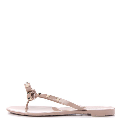 Valentino Garavani PVC Jelly Rockstud Bow Thong Sandals 40 Poudre 1 of 8