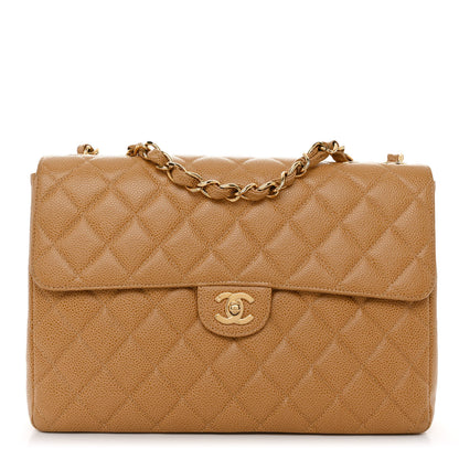 Chanel Caviar Quilted Jumbo Single Flap Beige 1 of 10
