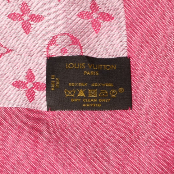 Wool Silk Monogram Denim Shawl Pivoine