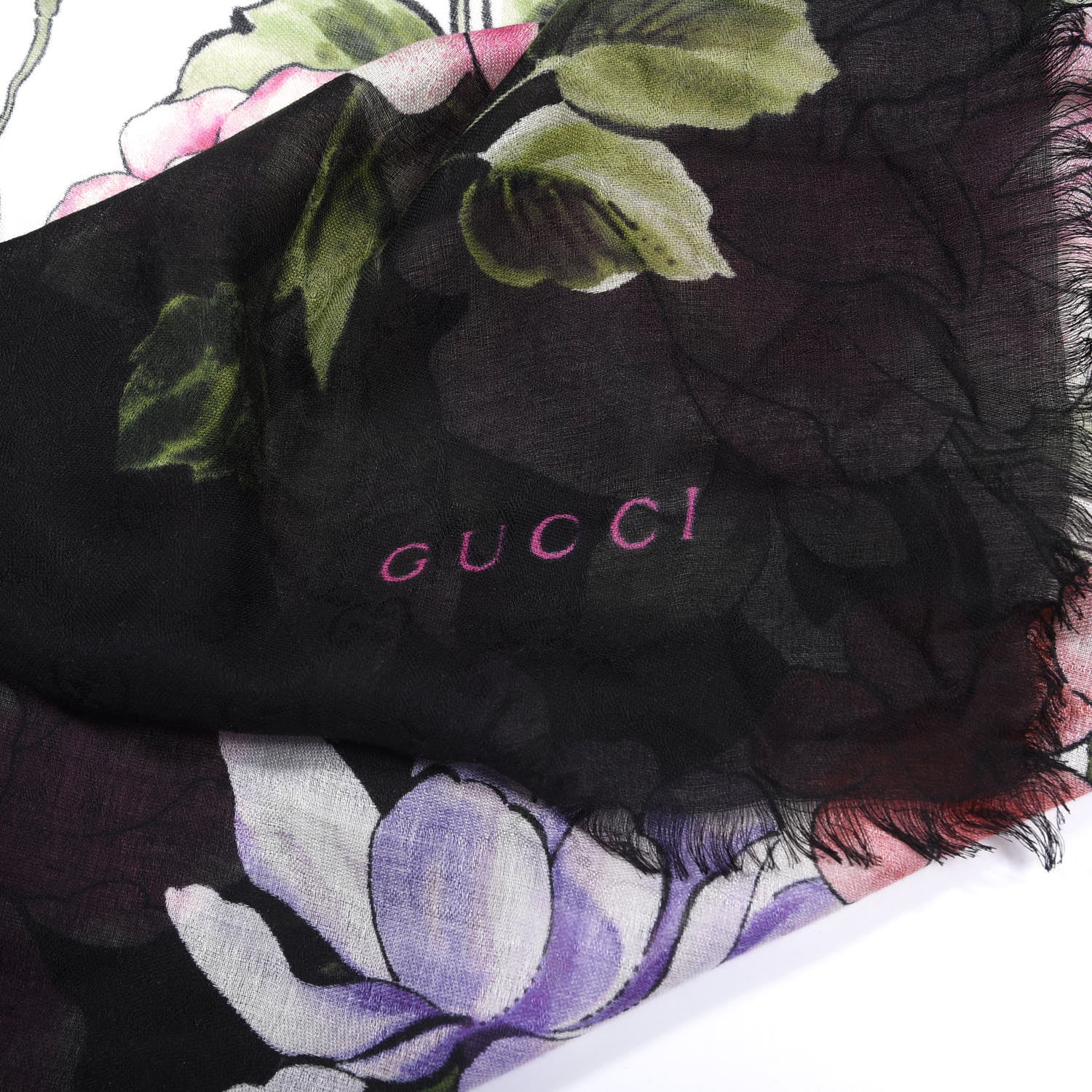 Gucci Wool Silk Rising Flowers Square Shawl White 2 of 4