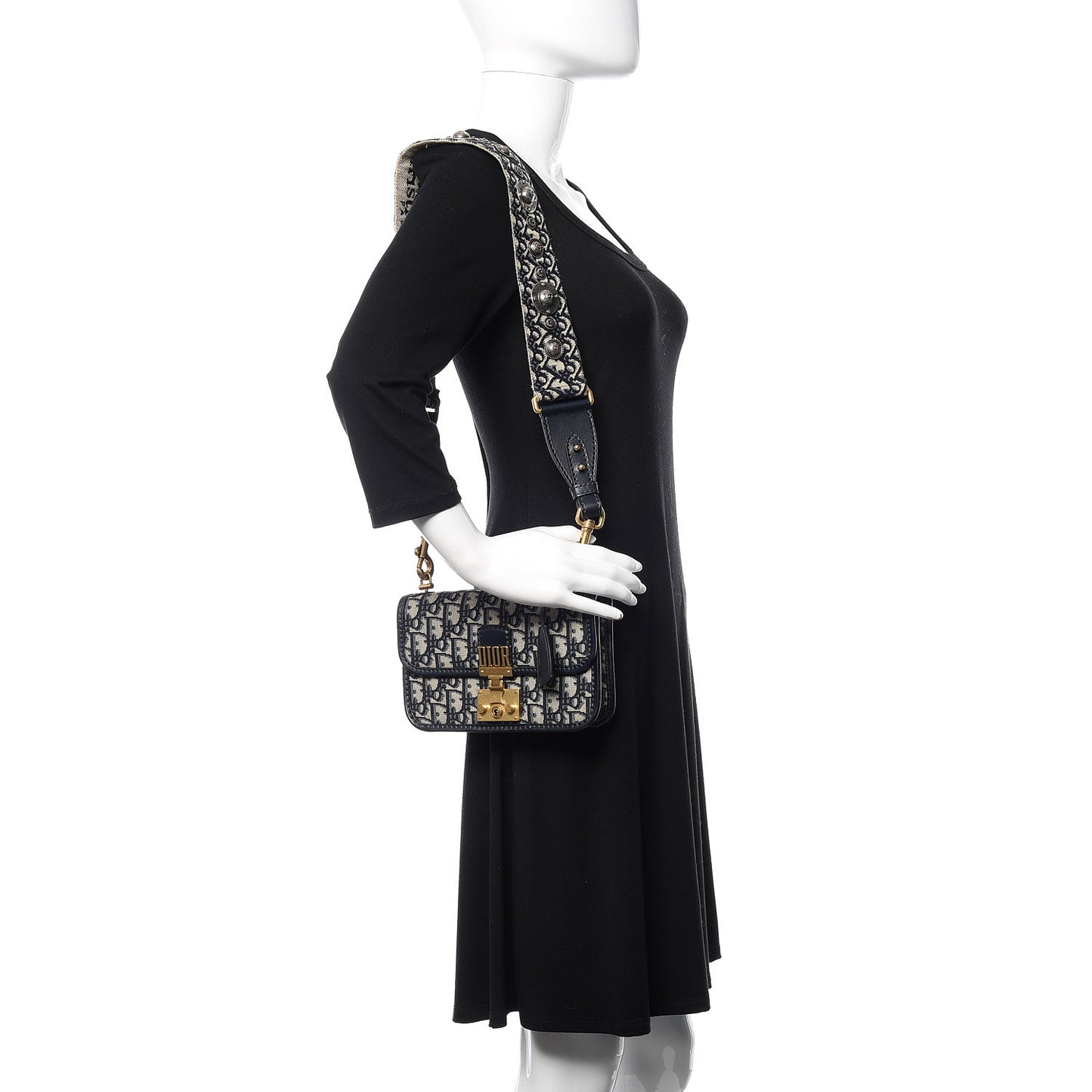 Oblique Small DiorAddict Flap Bag Navy Blue