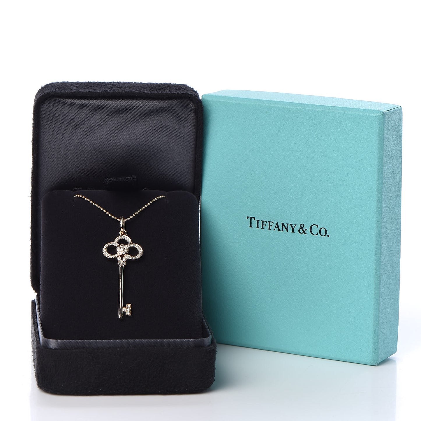 18K Rose Gold Diamond Crown Key Pendant Necklace
