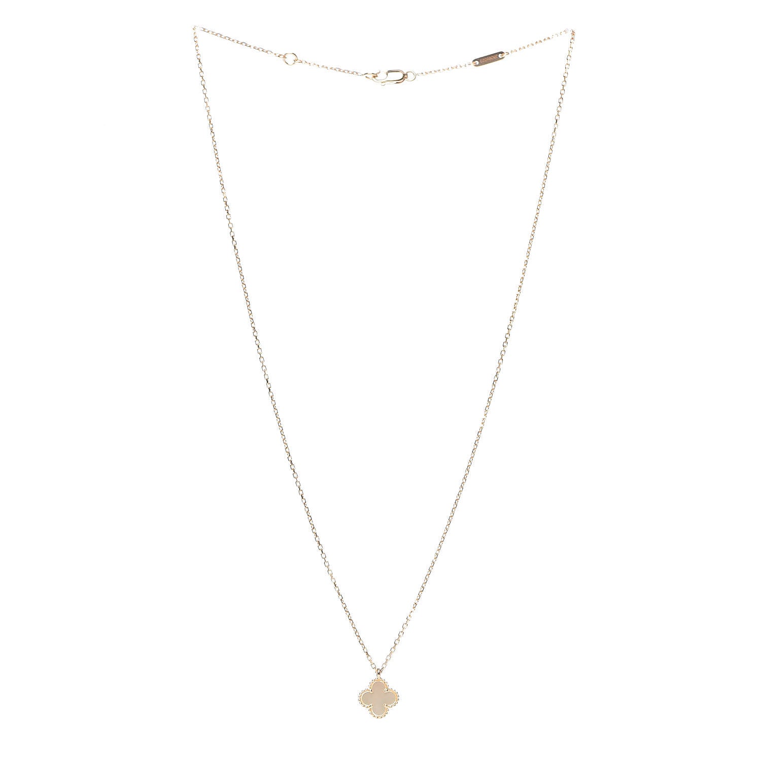 Van Cleef & Arpels 18K Yellow Gold Mother of Pearl Sweet Alhambra Pendant Necklace 3 of 7
